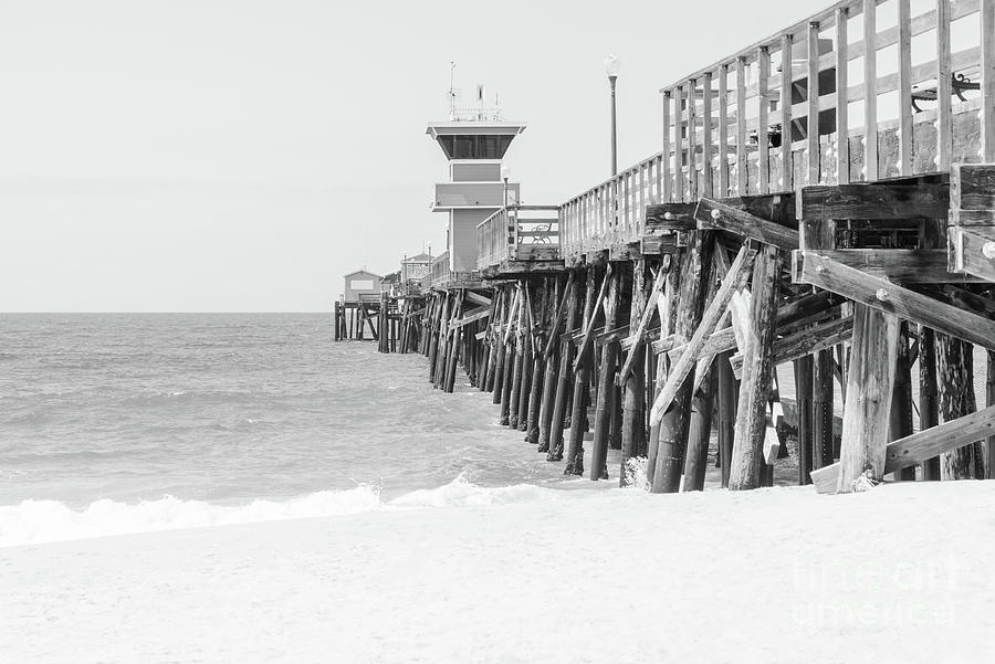 Seal Beach Pier California Black and White Photo Photograph by Paul Velgos