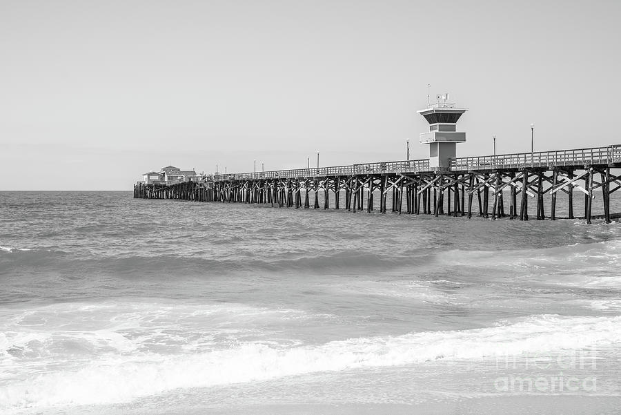 Seal Beach Pier California Black and White Picture Photograph by Paul Velgos