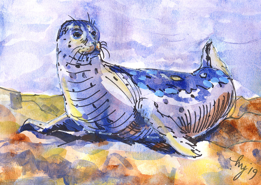Seal painting Mixed Media by Mike Jory