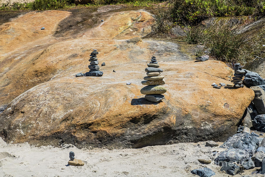 Seal Rock Cairns Photograph by Suzanne Luft