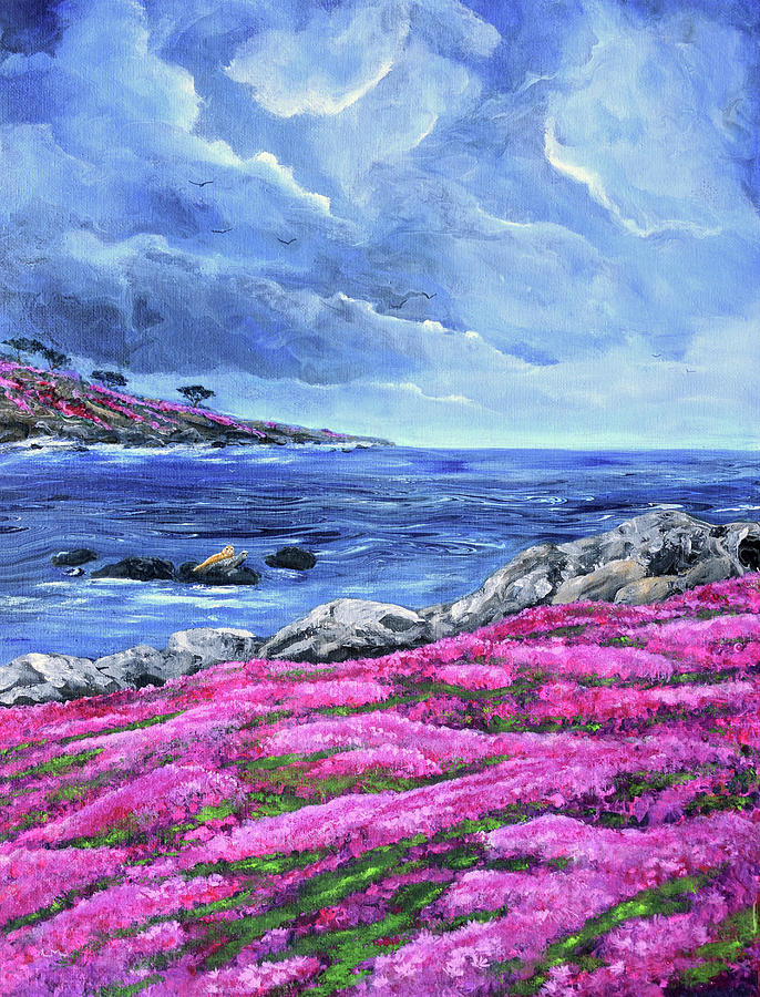 Carmel Painting - Seals at Pacific Grove by Laura Iverson