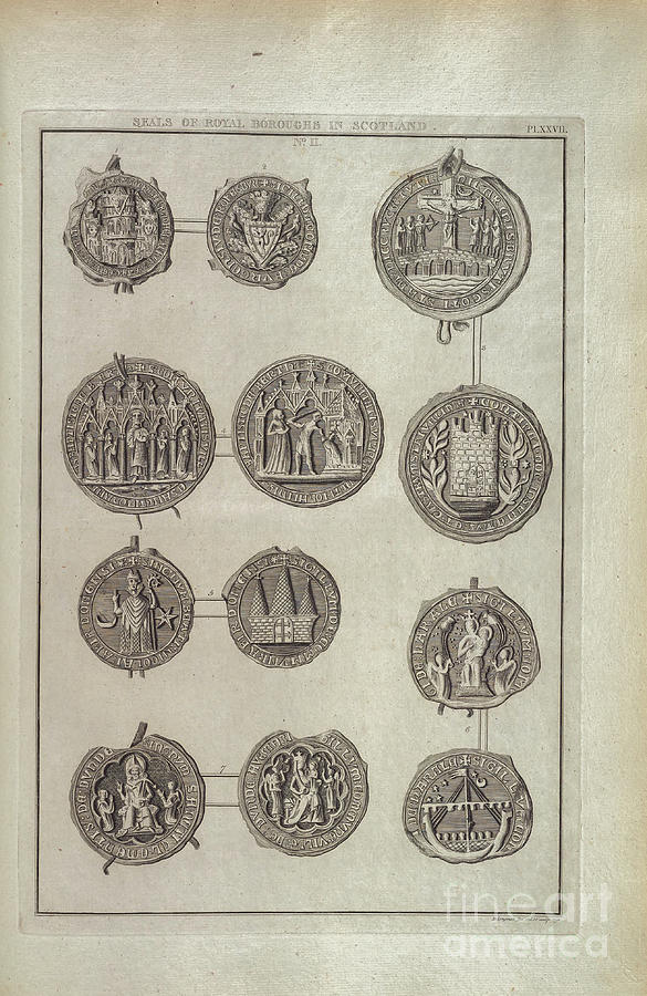 Seals of Scottish nobility m1 Drawing by Historic Illustrations Fine