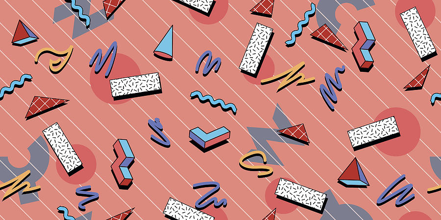 Seamless 80s Pattern Tile Drawing by Tareo81