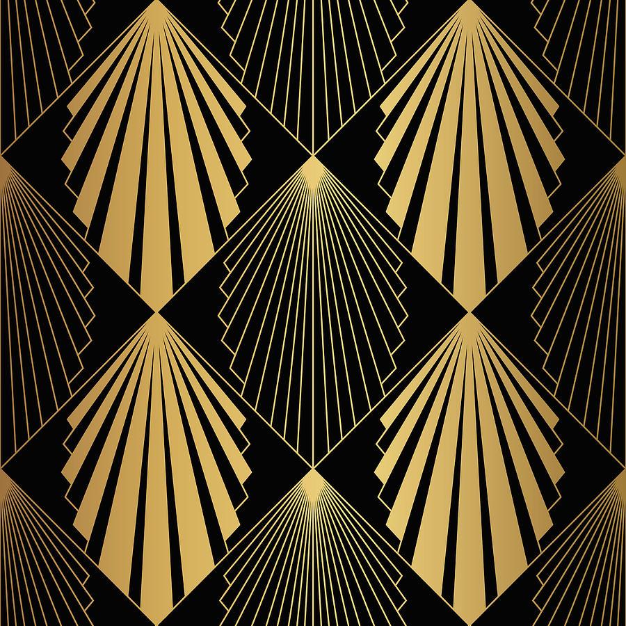 Seamless black and gold geometric luxury 2 Mixed Media by Julien - Fine ...