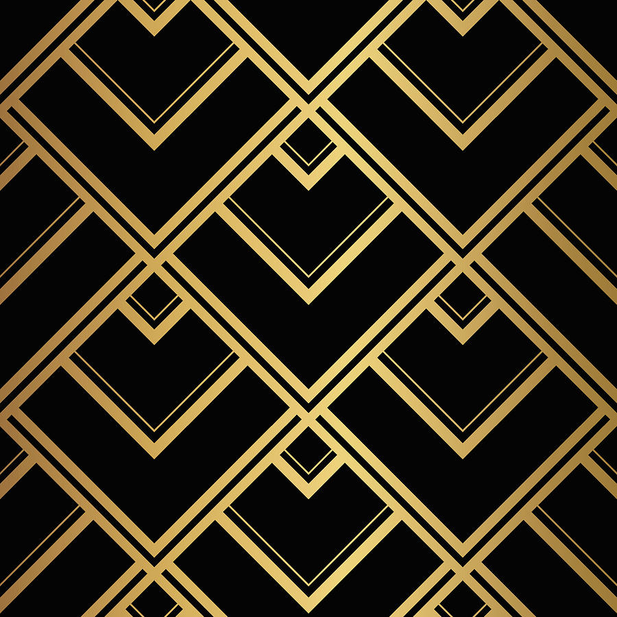 Seamless black and gold geometric luxury 3 Mixed Media by Julien | Pixels