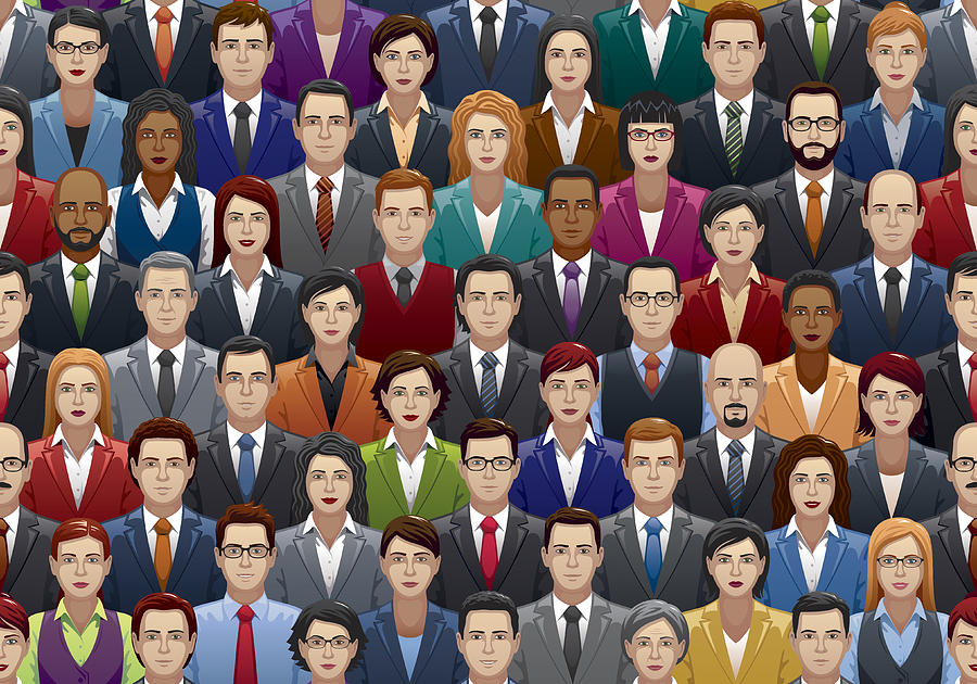 Seamless Business People Crowd Drawing by Eratel
