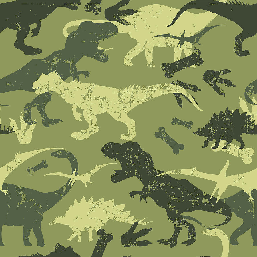 Seamless Camouflage Dino Pattern Drawing