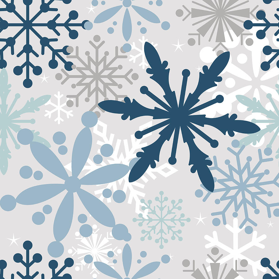 Seamless Christmas background with snowflake design Drawing by Nanang81
