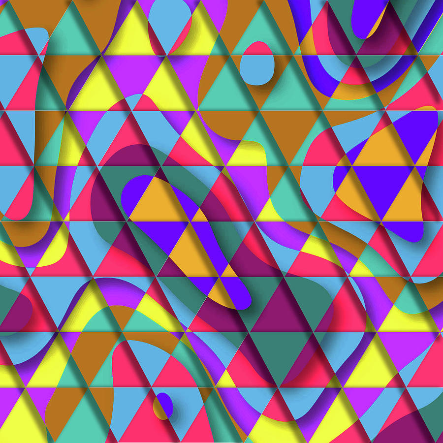 Seamless Colored Triangle Pattern - 03 Digital Art