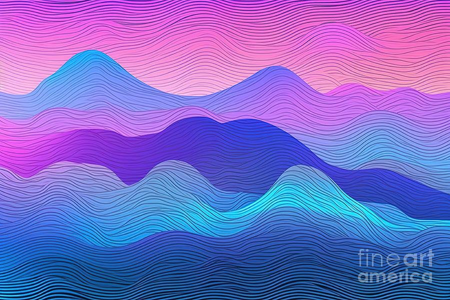 Seamless Frosted Stained Glass Effect 80s Holographic Purple Aesthetic  Rolling Hills Landscape Background Texture Abstract Shiny Pink And Blue  Neon Blur Geometric Waves Surreal Pattern 3d Rendering Painting by N Akkash 