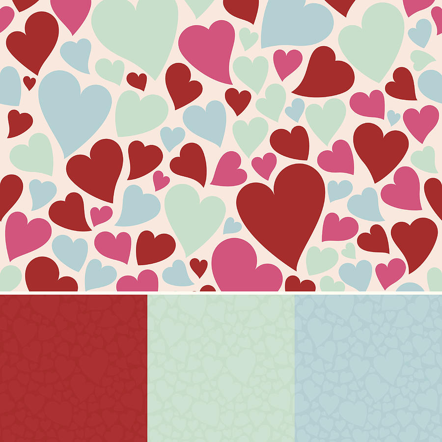 Seamless Hearts Background Drawing by Filo