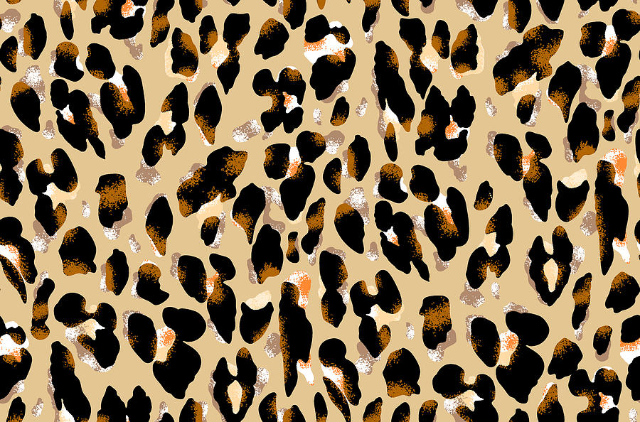 Seamless leopard pattern, animal print. Drawing by Julien - Fine