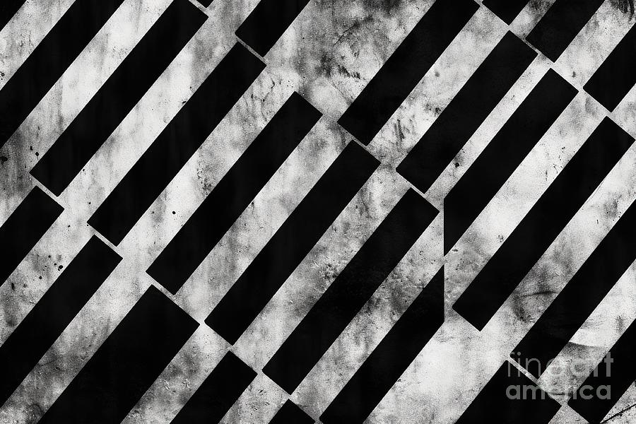 Vintage Painting - Seamless Painted Diagonal Stripes A Black And White Artistic Acrylic Paint Texture Background Creative Monochrome Hand Drawn Grunge Warning Stripe Tileable Surface Pattern Design 3d Rendering by N Akkash