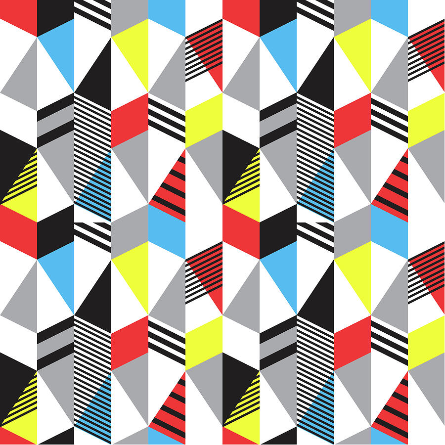 Abstract Drawing - Seamless pattern in retro bauhaus style 2 by Julien