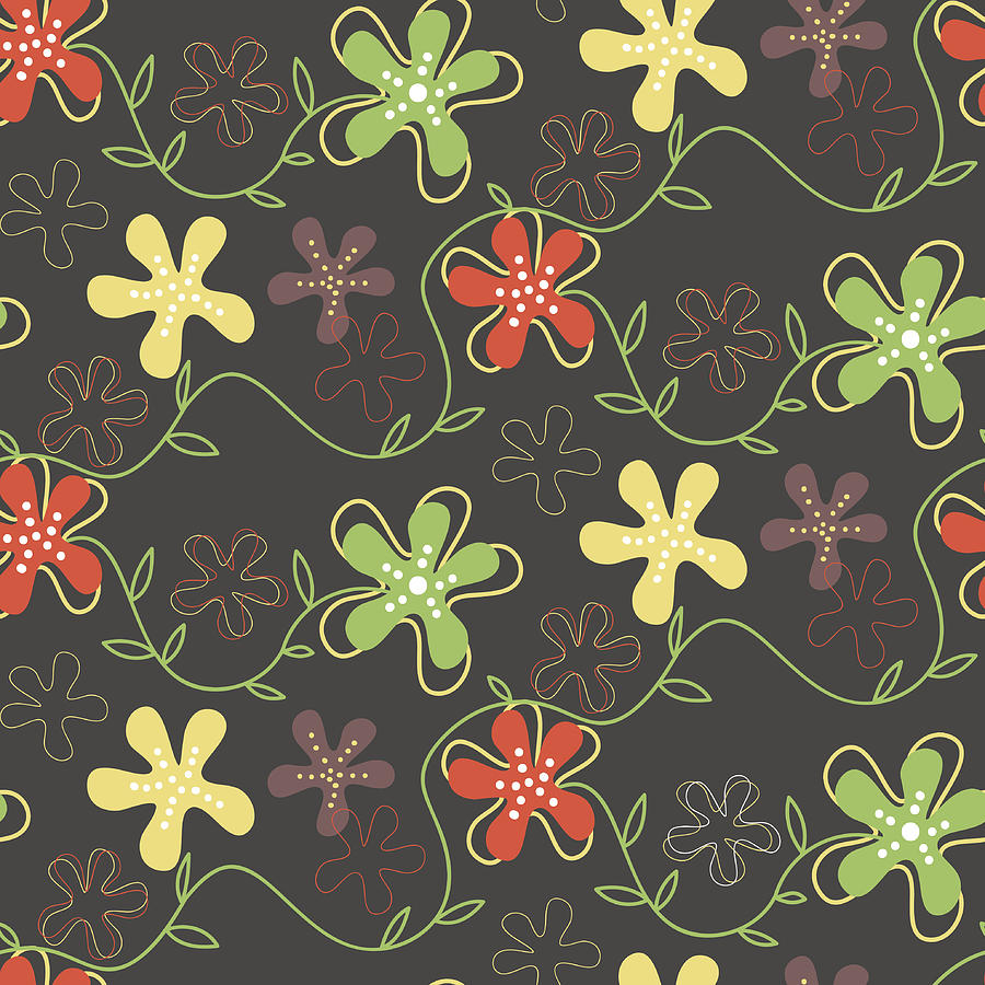 Seamless pattern of hand drawn summer flowers Drawing by Zodchiy
