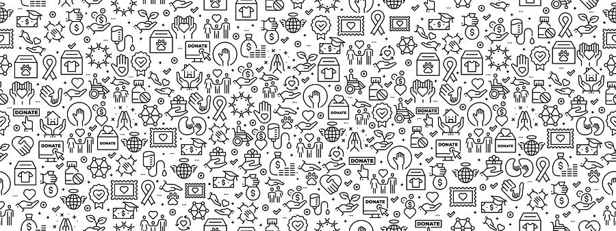 Seamless Pattern with Charity Icons Drawing by Enis Aksoy