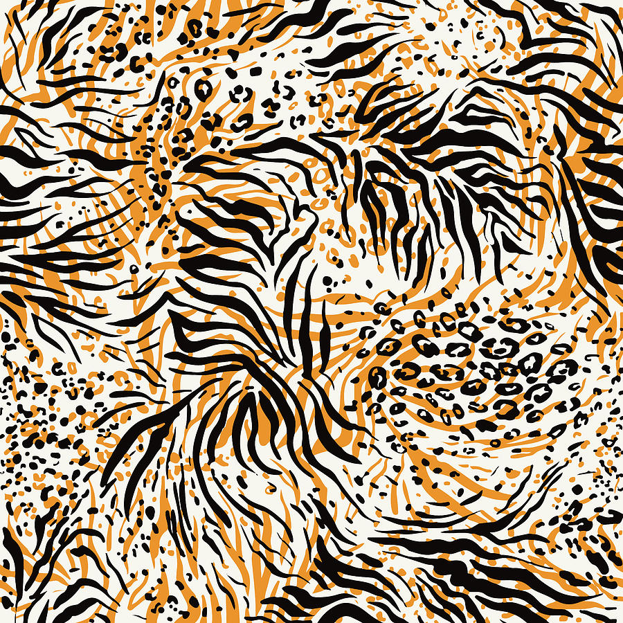 Nature Digital Art - Seamless Pattern With Cheetah Leopard Skin Colorful Exotic Animal Print by Mounir Khalfouf