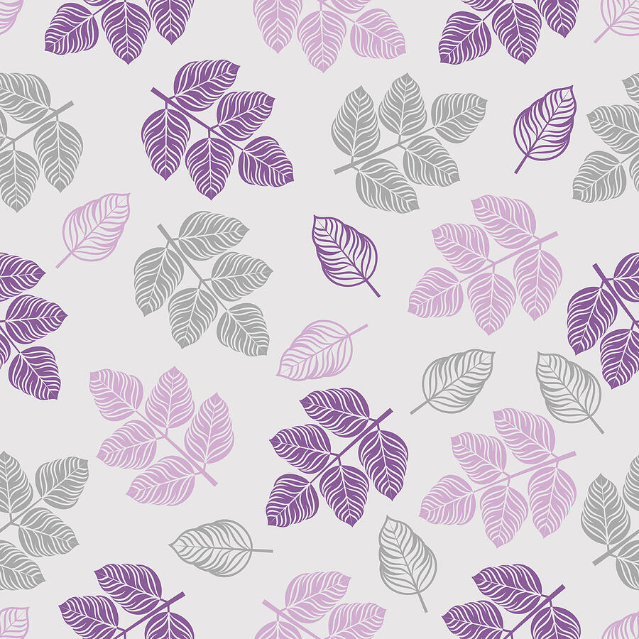Seamless pattern with colored leaves. Drawing by Debopre