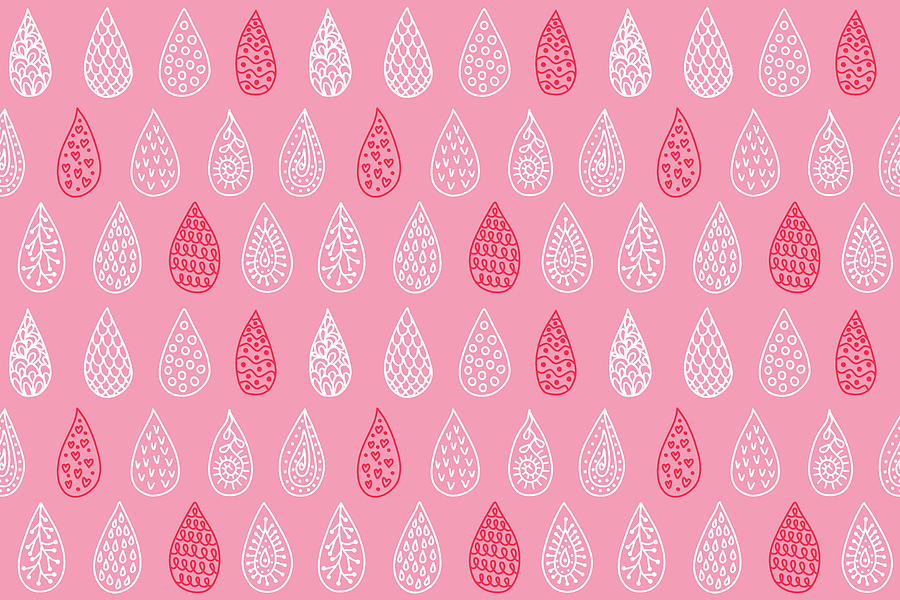 Seamless Pattern With Doodle Water Drops Drawing