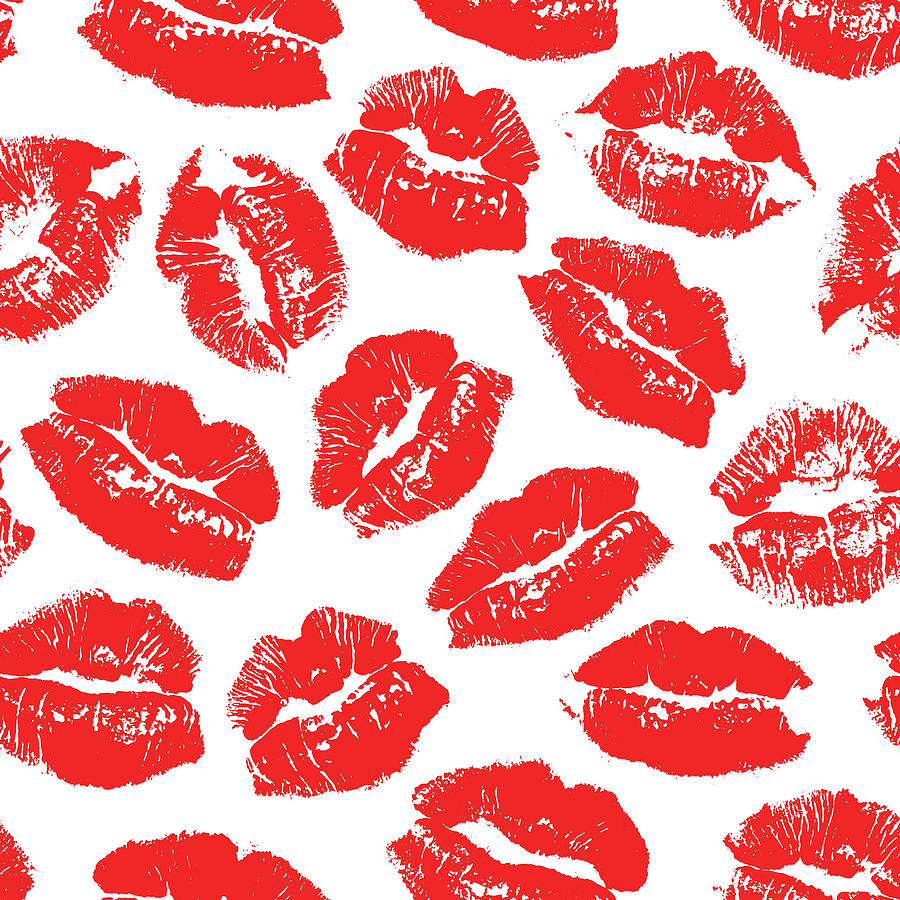 Seamless pattern with imprint kiss red lips Mixed Media by Julien ...