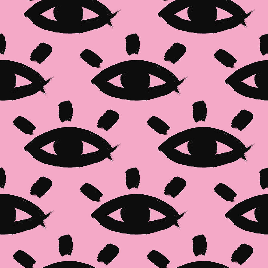 Seamless Pattern With Watercolor Eyes Drawing
