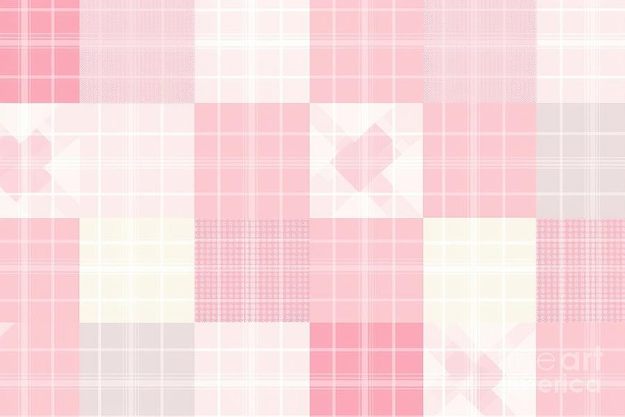 Seamless Playful Light Pastel Pink Gingham Plaid Fabric Pattern Abstract  Geometric Cute Checker Patchwork Squares Background Texture Girl S Birthday  Baby Shower Or Nursery Wallpaper Design Painting by N Akkash - Fine