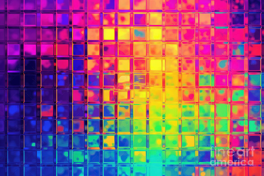 Seamless Psychedelic Rainbow Heatmap Glass Square Blocks Refraction ...