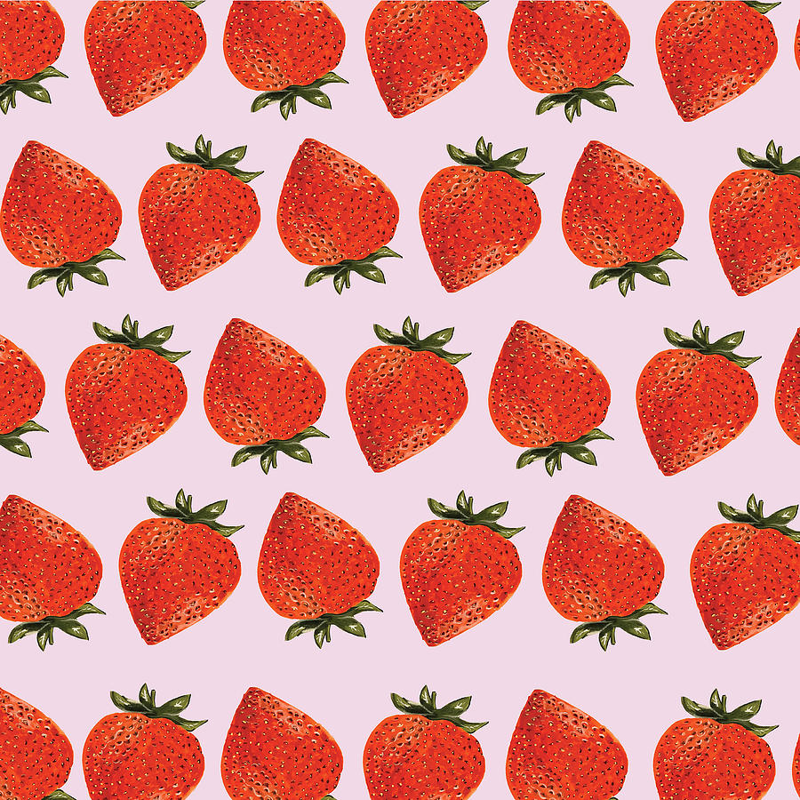 Seamless Strawberry Pattern Drawing