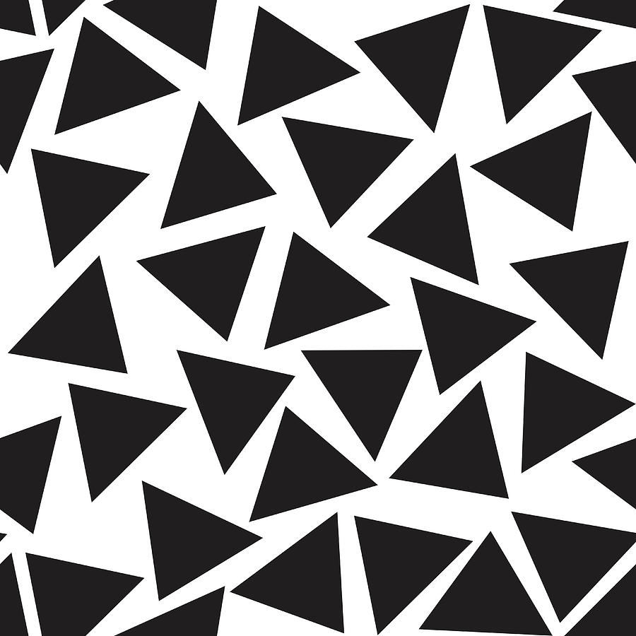 Seamless Triangle Pattern - Black, Off White Digital Art by Studio ...