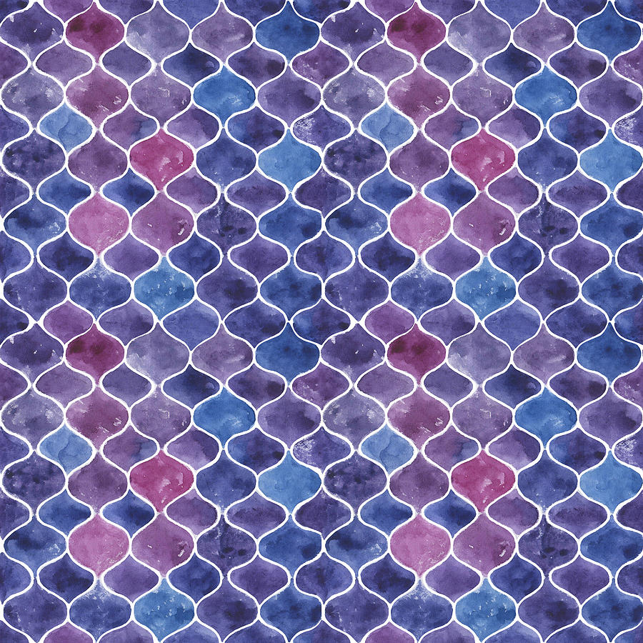 Seamless Watercolor Violet Pattern Drawing
