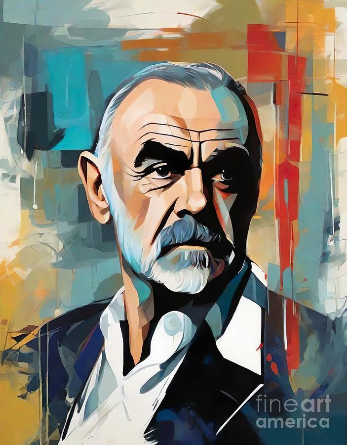 Sean Connery Digital Art - Sean Connery portrait by Movie World Posters