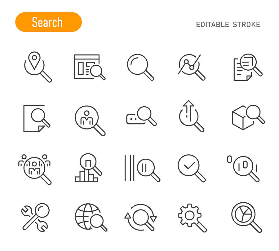 Search Icons - Line Series - Editable Stroke Drawing by -victor-