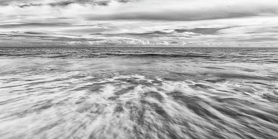 Seascape at Atlantic Beach in Black and White Photograph by Bob Decker