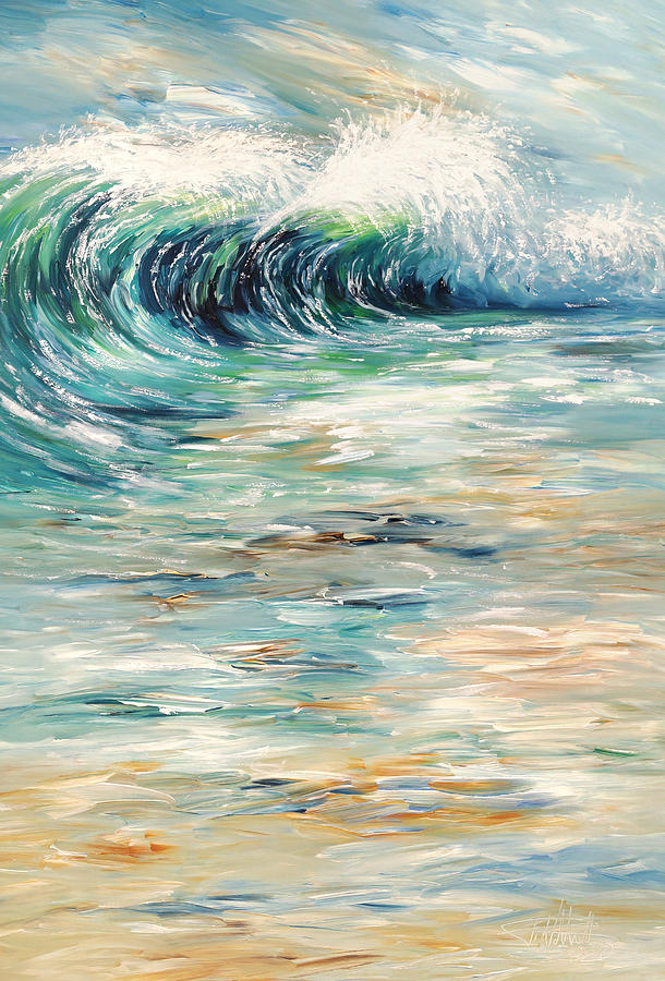 Black And White Waves L 1, Painting by Peter Nottrott