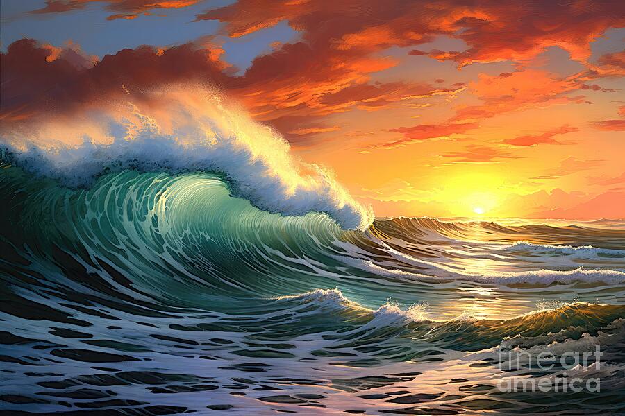 Seascape During Sundown Glass Art by Simone Edward Artwork Seascape During Sundown Glass Art by Simone Edward Artwork