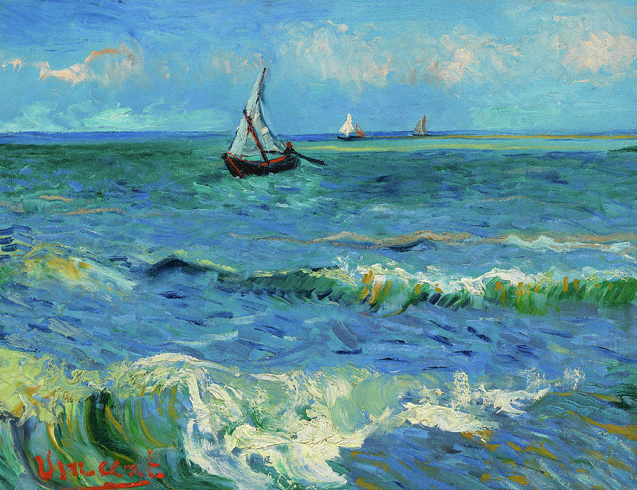 Vincent Van Gogh Painting - Seascape near Les Saintes-Maries-de-la-Mer, 1888 by Vincent van Gogh