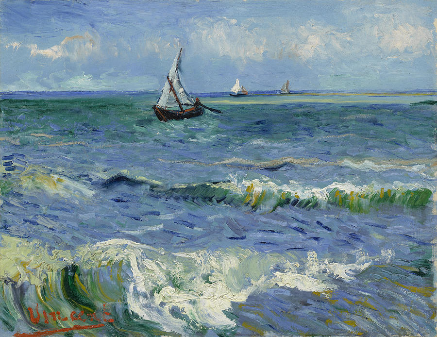 Seascape Painting - Seascape near Les Saintes-Maries-de-la-Mer by Vincent van Gogh