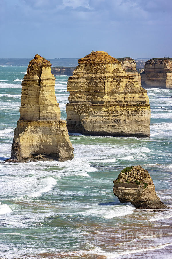 Seascape of the Twelve Apostles on the Great Ocean Road, Australia. These limestone sea stacks are located along the shore line of Port Campbell National Park Photograph by Jane Rix