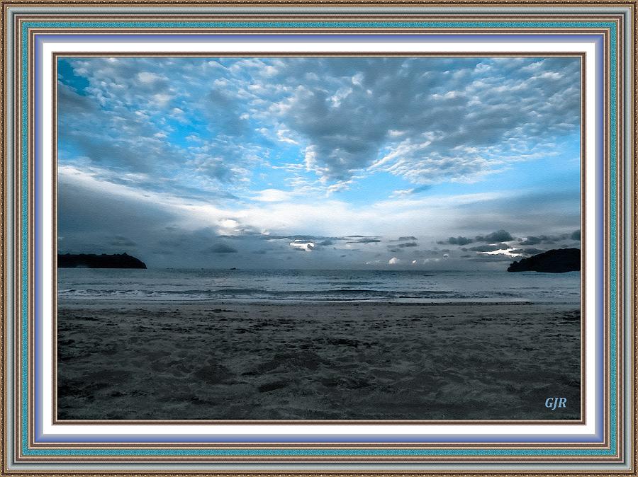 Seascape Scene. Early Dawn At Nathanhurst -On -Sea L A S - With Prrinted Frane Digital Art by Gert J Rheeders