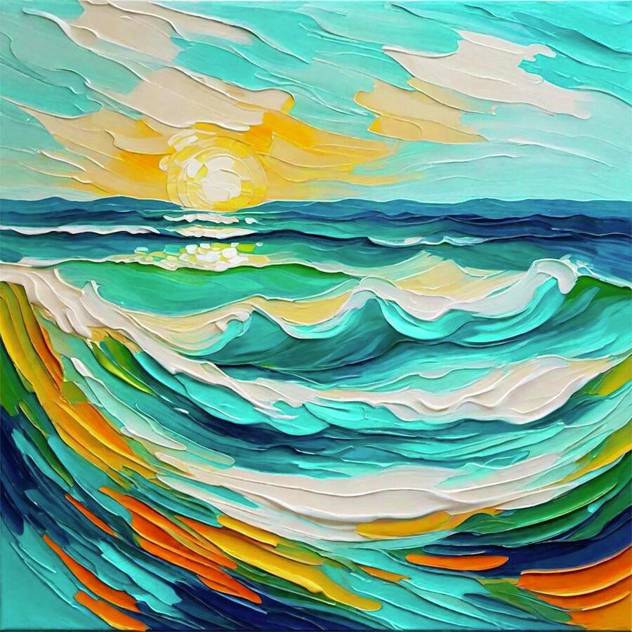 Vibrant Painting - Seascape Sunday by Bonnie Bruno