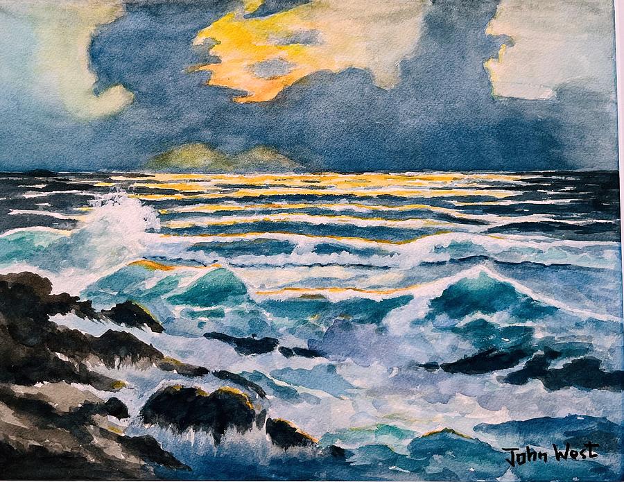 Seascape Sunset Painting by John West