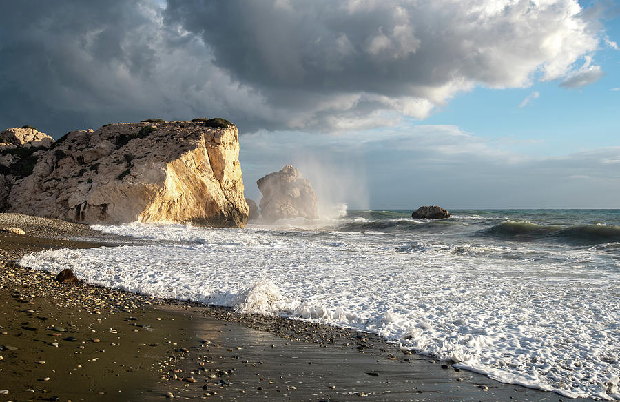 Seascape with windy waves splashing on the coast Photograph by Michalakis Ppalis