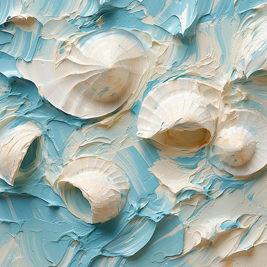 Seashell Mementos - Beach Abstract Art Digital Art by Lourry Legarde