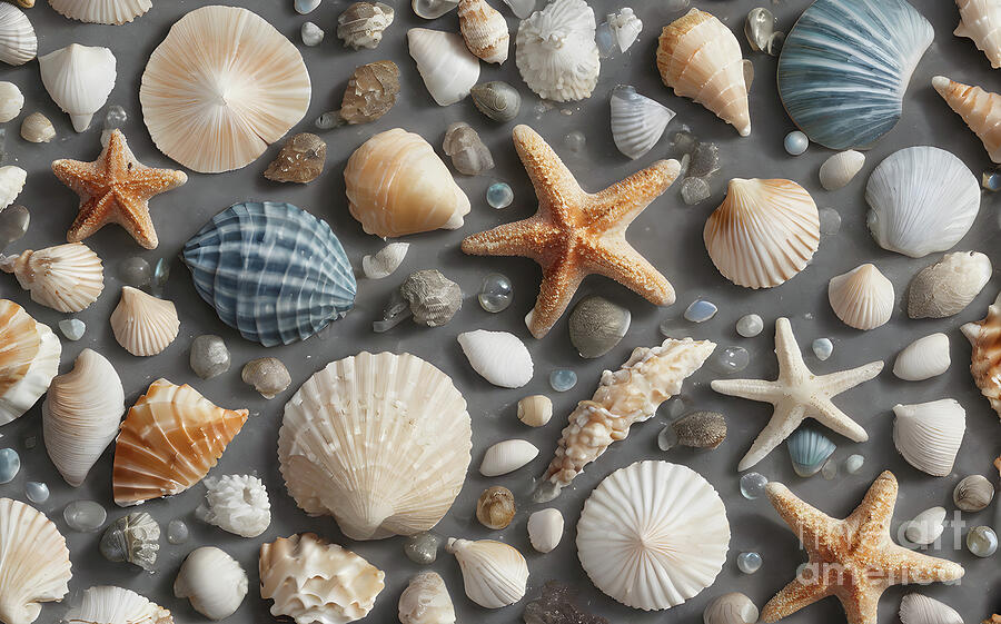 Coastal Digital Art - Seashell serenity by Sen Tinel
