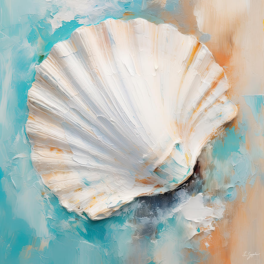 Seashell Spell - Shades of Turquoise Paintings Digital Art by Lourry Legarde