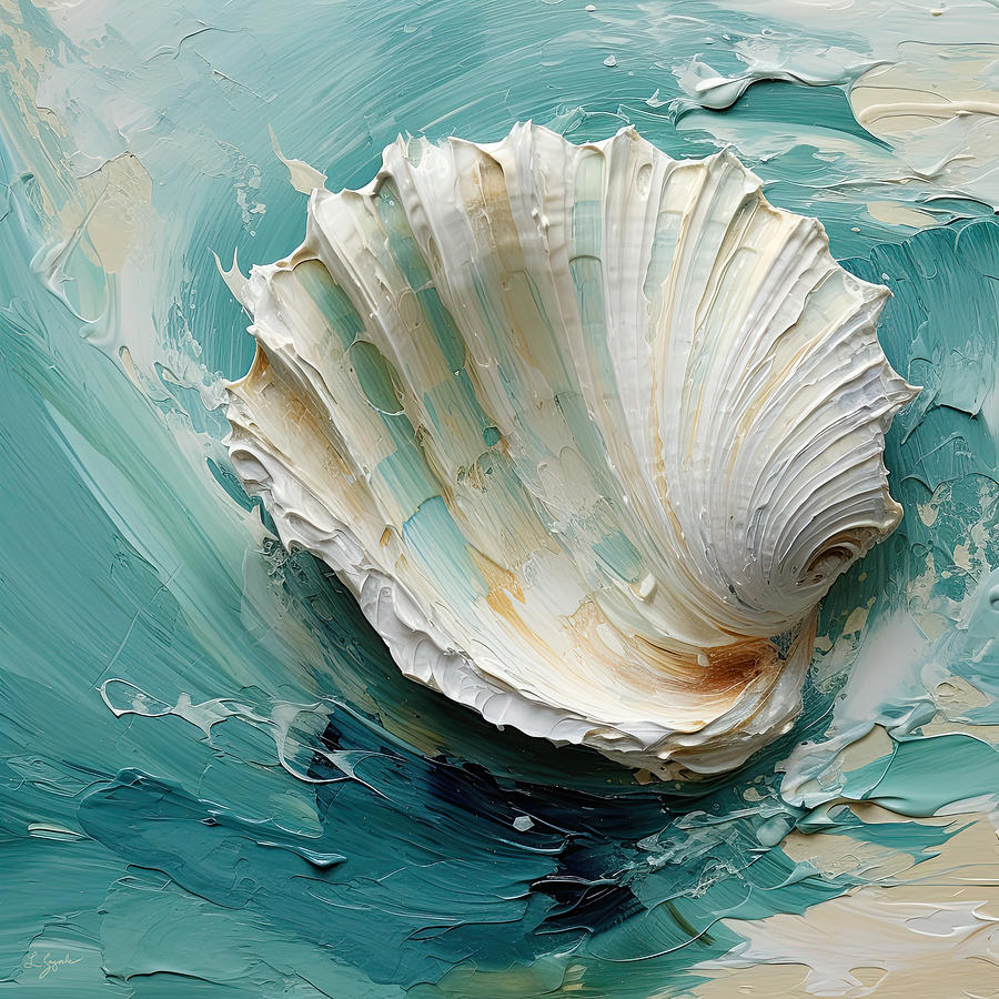 Seashell Symphony - Beach Art Paintings Painting by Lourry Legarde