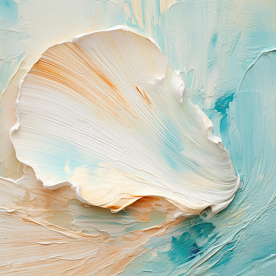 Seashells Art - Turquoise Art Painting by Lourry Legarde