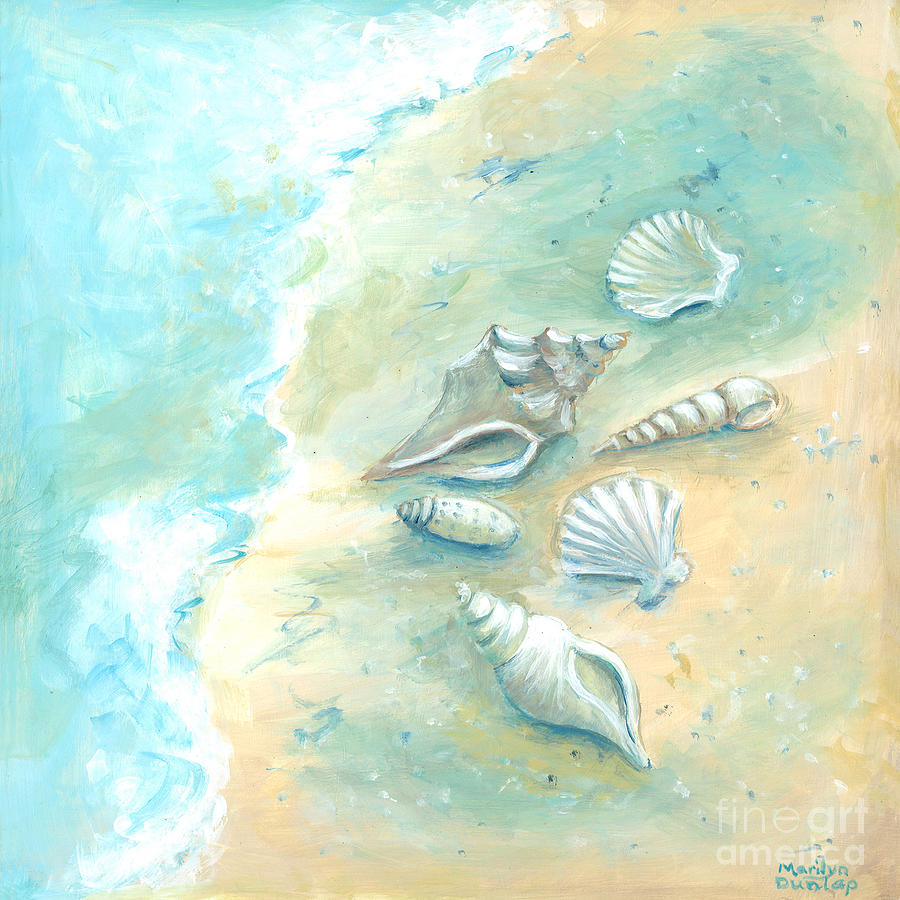 Seashells On The Beach II Painting by Marilyn Dunlap
