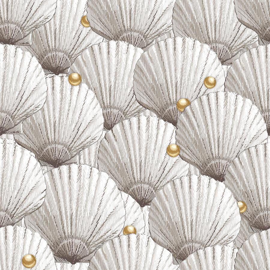 Seashells Pearl Treasure Drawing by L Diane Johnson