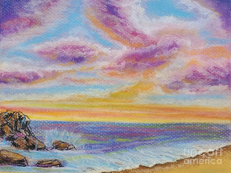 Seashore in chalk pastel Painting by Monika Shepherdson